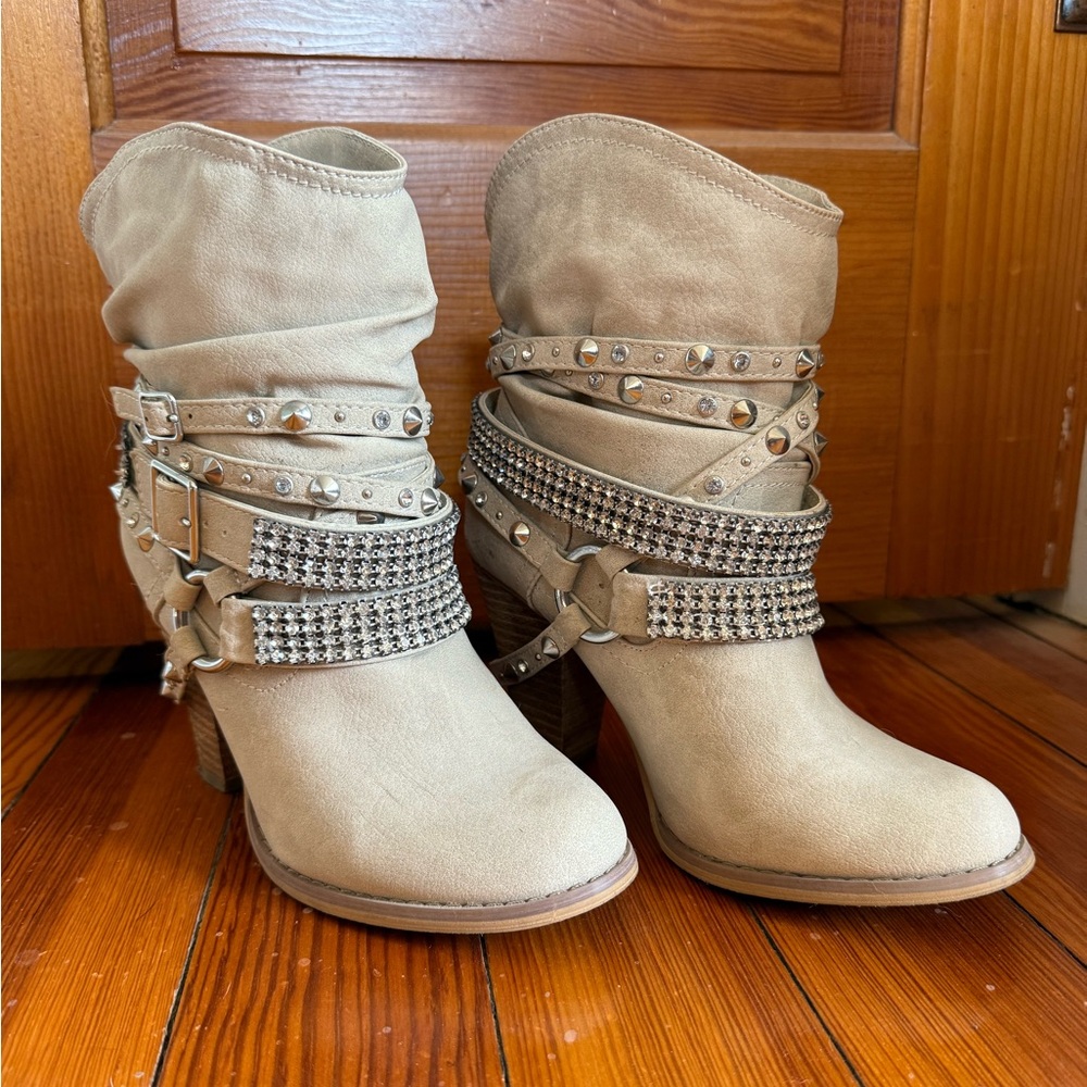 Studded Tan Ankle Boots by Not Rated